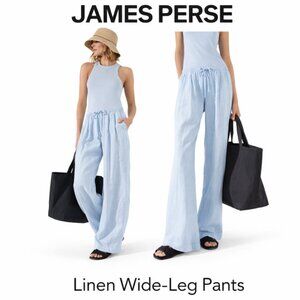 James Perse linen bleu Wide-Leg Pants Size large (3)
